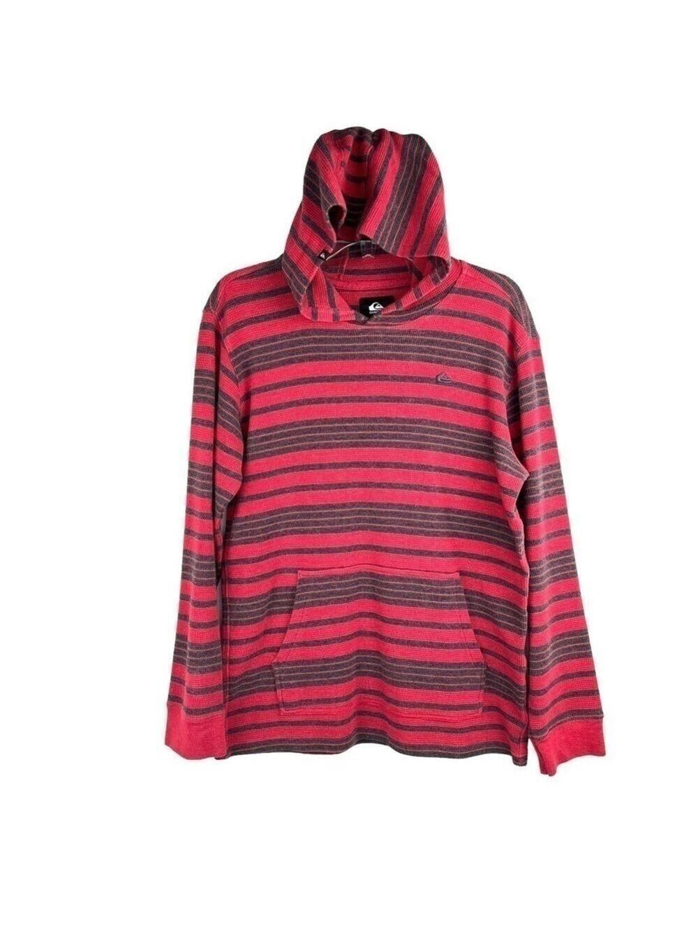 EUC-Quiksilver Waffle Knit Stripes, Pocket, LongSleeve Thermal Hoodie Boys XL